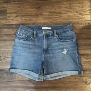 Levi's Womens 28 Denim Jean Light Wash Mid‎ Length Shorts Western Distressed